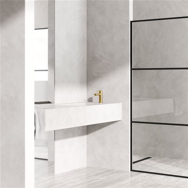 VIGO Jewel&nbsp;6-in H Single Handle One-Hole Bathroom Faucet - Matte Brushed Gold