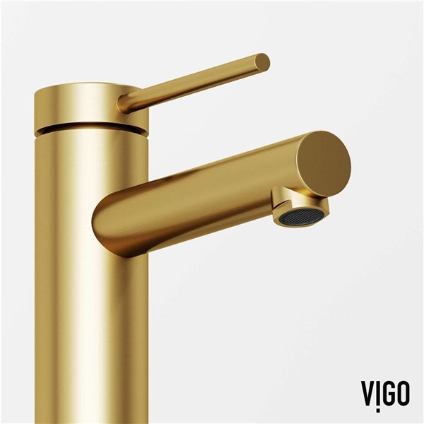 VIGO Jewel&nbsp;6-in H Single Handle One-Hole Bathroom Faucet - Matte Brushed Gold