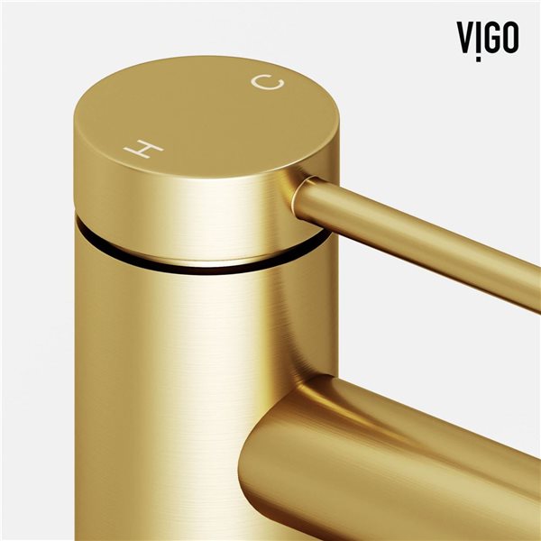 VIGO Jewel&nbsp;6-in H Single Handle One-Hole Bathroom Faucet - Matte Brushed Gold