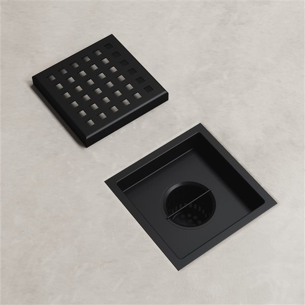 VIGO Elan Matte Black Square Shower Drain