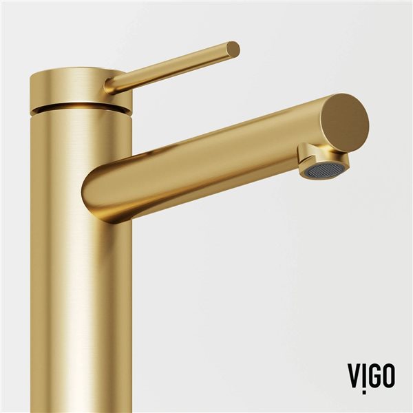 VIGO Jewel&nbsp;11-in H Single Handle One-Hole Bathroom Vessel Faucet - Matte Brushed Gold
