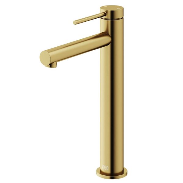 VIGO Jewel&nbsp;11-in H Single Handle One-Hole Bathroom Vessel Faucet - Matte Brushed Gold