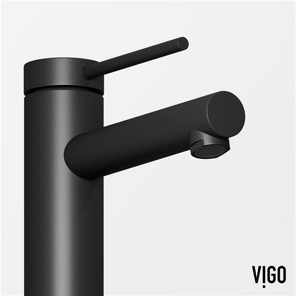 VIGO Jewel&nbsp;6-in H Single Handle One-Hole Bathroom Faucet - Matte Black