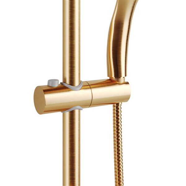 PULSE ShowerSpas Kauai III Shower System Pre-Plumbed Surface-Mounted with 5-Function Hand Shower - Brushed Gold