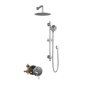 PULSE ShowerSpas Refuge Chrome Wall Mount Combo Shower System with Rain Showerhead and 5-Function Handshower