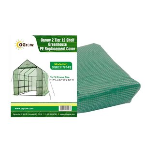 Ogrow Machrus Green 117 L x 67 W x 83-in H Polyethylene Greenhouse Replacement Cover