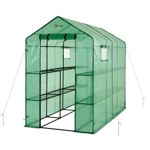 Machrus Ogrow Deluxe Walk-In 6.25 H x 8.2 L x 4.1-ft W 2-Tier 12-Shelf Greenhouse w/ Green Cover