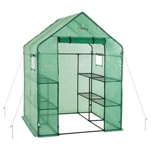 Machrus Ogrow Deluxe Walk-In 6.4 H x 4.7 L x 4.7-ft W 2-Tier 8-Shelf Pop-Up Greenhouse w/ Green Cover