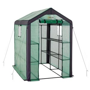 Machrus Ogrow Heavy-Duty Walk-In 6.25 H x 6 L x 4.1-ft W 2-Tier 8-Shelf Pop-Up Portable Greenhouse