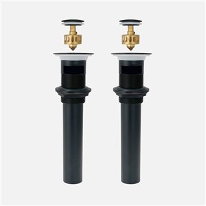 Stylish Matte Black Standard Pop-Up Bathroom Sink Drain w/ Overflow - 2/Pk