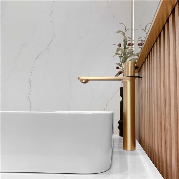 Stylish Nessa Single Handle 12 1/2-in Brushed Gold Vessel Bathroom Faucet