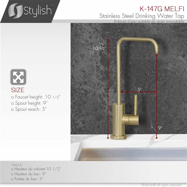 Stylish Rivo Single Handle Brushed Gold Pull-Down Kitchen Faucet