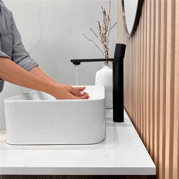 Stylish Nessa Single Handle 12 1/2-in Matte Black Vessel Bathroom Faucet