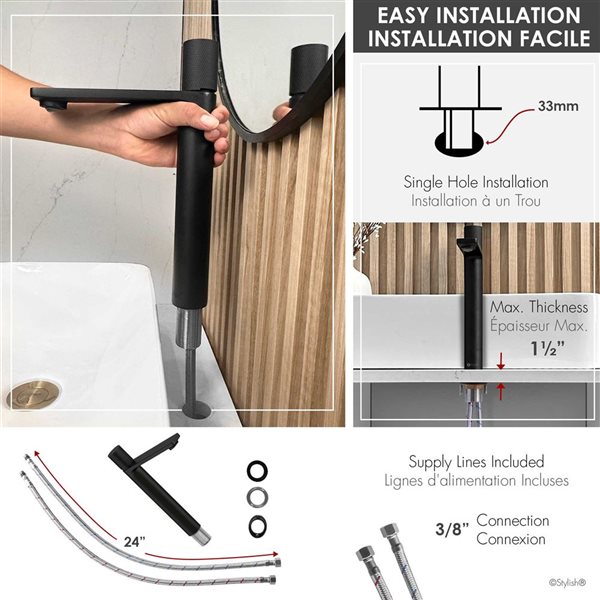 Stylish Nessa Single Handle 12 1/2-in Matte Black Vessel Bathroom Faucet