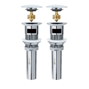 Stylish Polished Chrome Mushroom Pop-Up Bathroom Sink Drain w/ Overflow - 2/Pk