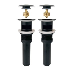 Stylish Matte Black Mushroom Pop-Up Bathroom Sink Drain w/ Overflow - 2/Pk