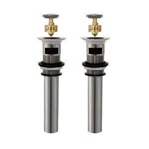 Stylish Brushed Nickel Standard Pop-Up Bathroom Sink Drain w/ Overflow - 2/Pk