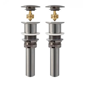 Stylish Brushed Nickel Pop-Up Vessel Sink Drain without Overflow - 2/Pk