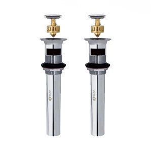 Stylish Polished Chrome Standard Pop-Up Bathroom Sink Drain w/ Overflow - 2/Pk