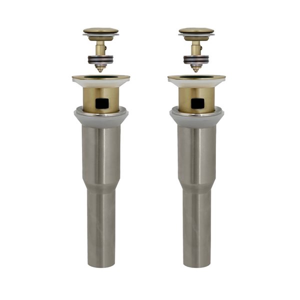 Stylish Brushed Gold Standard Pop-Up Bathroom Sink Drain w/ Overflow - 2/Pk