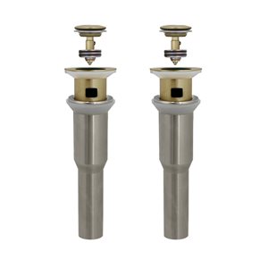 Stylish Brushed Gold Standard Pop-Up Bathroom Sink Drain w/ Overflow - 2/Pk
