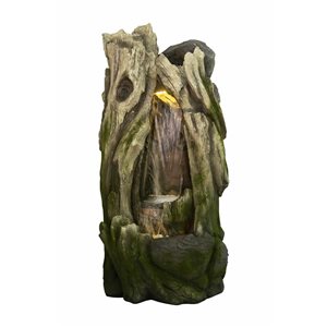 Hi-Line Gift Ltd. Tree Trunk Outdoor Fountain with Warm White LED Lights