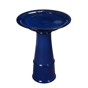 Bain d'oiseau Hi-Line Gift Ltd. en céramique bleue