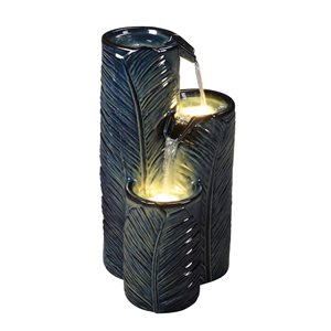 Fontaine Hi-Line Gift Ltd. en céramique bleue avec lumières
