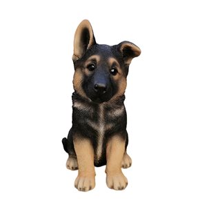 Hi-Line Gift Ltd. Black and Brown Shepherd Pup Polyresin Figurine
