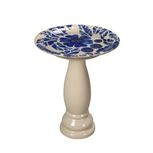 Bain d'oiseau Hi-Line Gift Ltd. en céramique bleu et ivoire