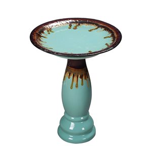 Bain d'oiseau Hi-Line Gift Ltd. en céramique bleu