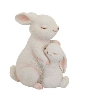 Hi-Line Gift Ltd. Mother & Baby Rabbit White Polyresin Figurine