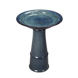 Bain d'oiseau Hi-Line Gift Ltd. en céramique bleue