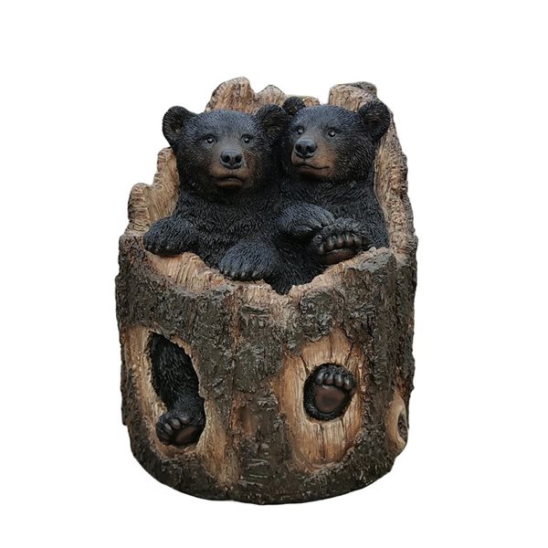 Paire De Figurines Guépards Sur Support Rond Bois - Résine, Sculpture Animalière