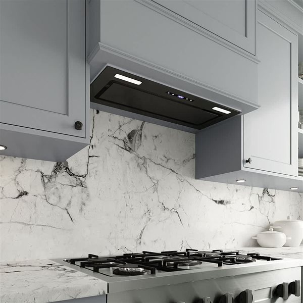 Streamline Crosa 28-in Glossy Black Ducted Insert 350CFM Range Hood