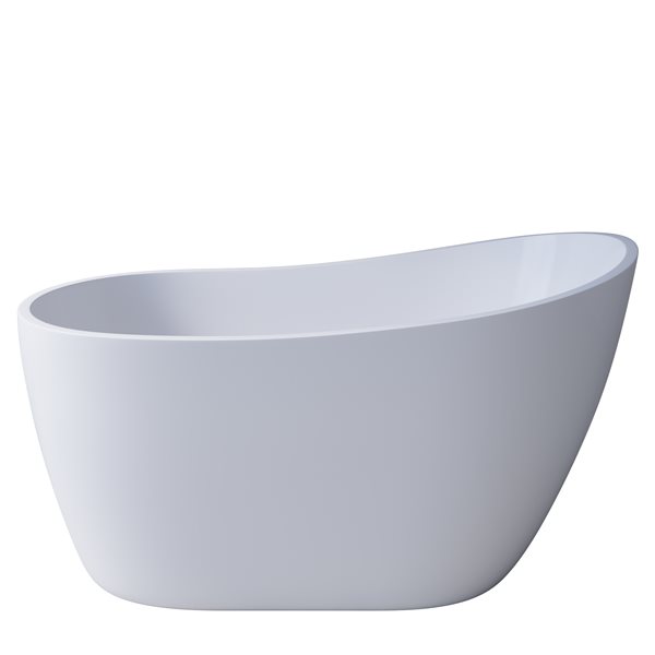 Streamline 55-in L Glossy White Acrylic Freestanding Bathtub w/ Brushed Brass Centre Drain