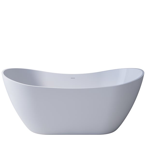 Streamline 71-in L Glossy White Acrylic Freestanding Bathtub w/ Matte Black Centre Drain