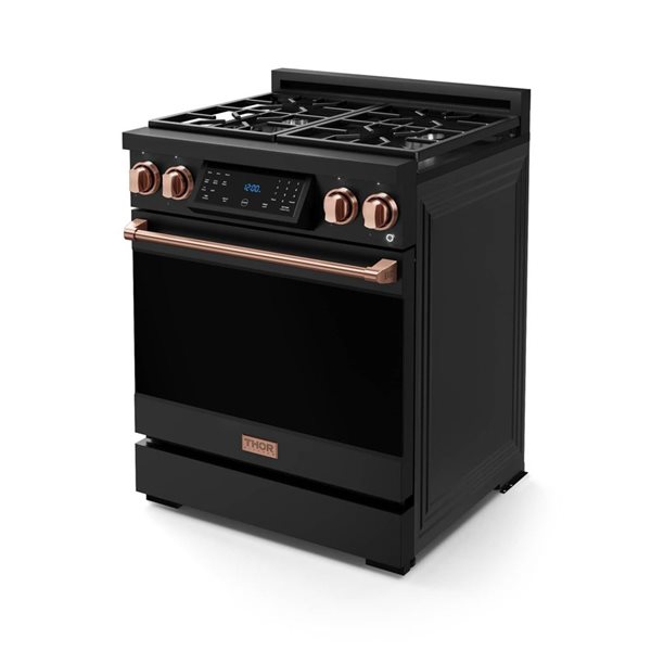 Gordon Ramsay by THOR Kitchen 30-in Professional Gas Range w/ Tilt Panel Touch Control in Black/Rose Gold