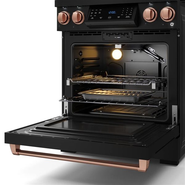 Gordon Ramsay by THOR Kitchen 30-in Professional Gas Range w/ Tilt Panel Touch Control in Black/Rose Gold