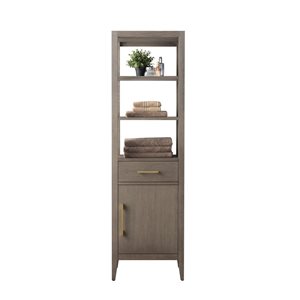 Vanity Art 21 W x 17 D x 72-in H W Driftwood Grey Wood/MDF Freestanding Bathroom Linen Cabinet