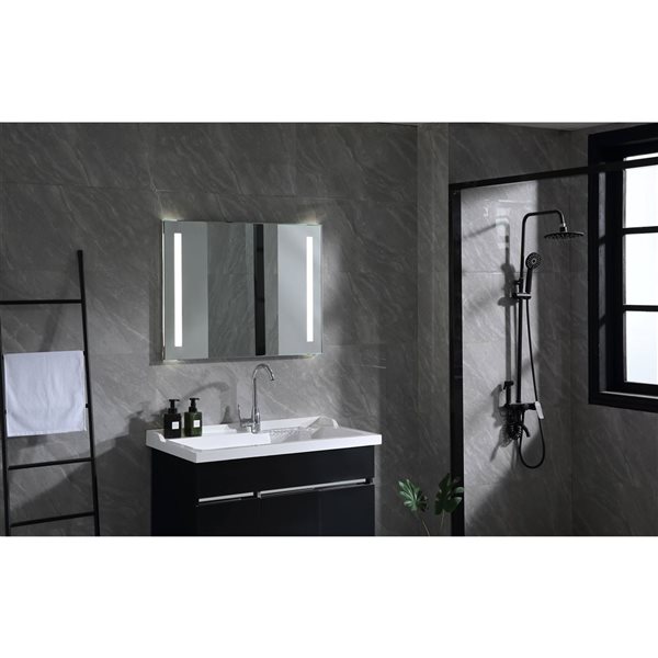 Vanity Art 24 x 28-in Frameless Wall-Mounted LED Lighted Bathroom Vanity Mirror w/ On/Off Switch