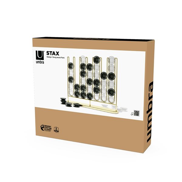 Umbra Stax Four-in-a-Row Game w/ Gold Frame and Black and White Tokens