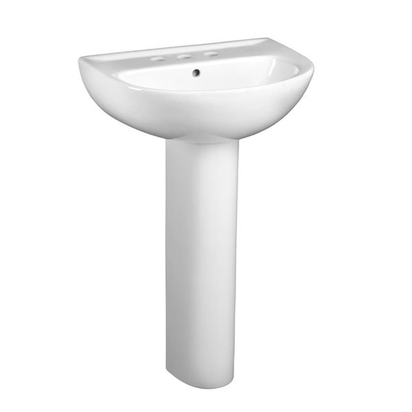 American Standard 24-in Evolution 8-in Widespread Pedestal Bathroom Sink Top and Leg Combination in White