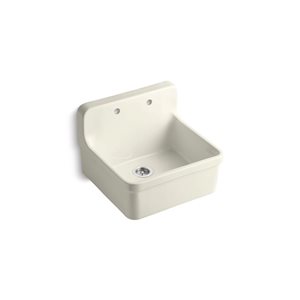 KOHLER Gilford 24-in Wall-Mount Farmhouse Kitchen Sink in Biscuit