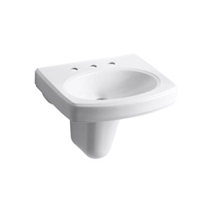KOHLER Pinoir 22-in Oval Wall-Mount Bathroom Sink w/ Shroud in White