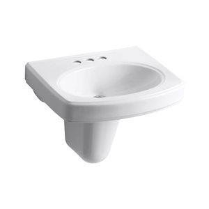 KOHLER Pinoir 22-in Oval Wall-Mount Bathroom Sink w/ Shroud in White