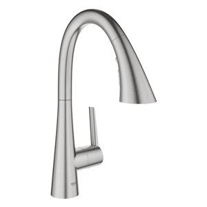 GROHE Zedra 1-Handle Pull-Down Triple Spray Bar Kitchen Faucet in Super Steel Infinity