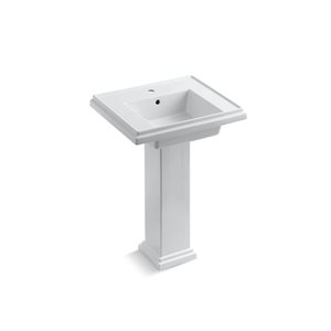 KOHLER Tresham 24-in Square Pedestal Bathroom Sink in White