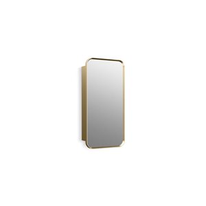 KOHLER Verdera 15 x 30-in Rectangular Framed Medicine Cabinet in Moderne Brushed Gold