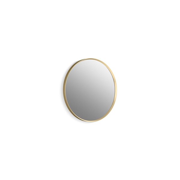 KOHLER Essential 22-in Round Framed Mirror in Moderne Brushed Gold